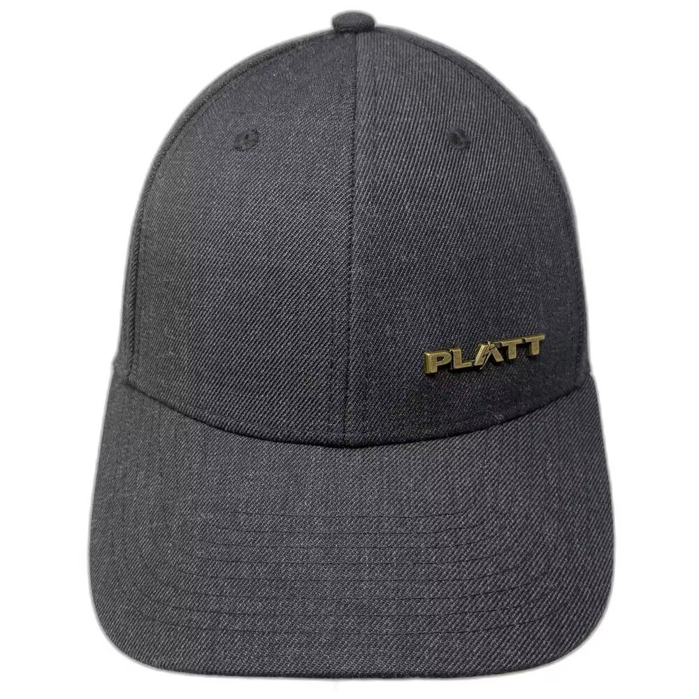 PLATT Gray Baseball Cap Gold Metal Logo OSFM Wool Blend Adjustable Slideback Hat